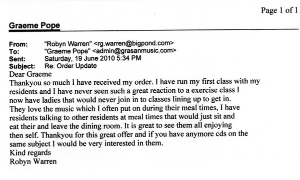 Email from Robyn Warren in Melbourne, Victoria, Australia.