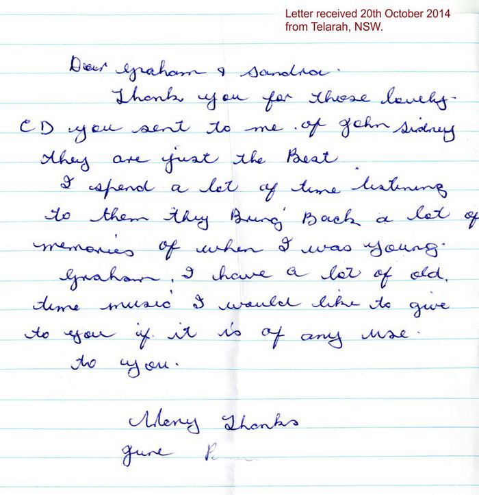 Letter received from June in Telarah, NSW, Australia